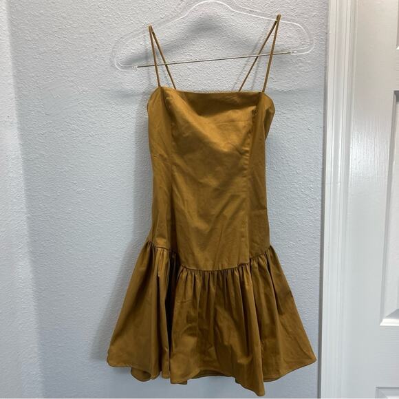 Anthropologie Maeve Drop Wrap Mini Dress Brown Backless - Picture 2 of 10